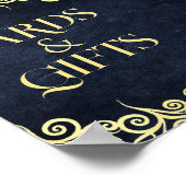 上品なエレガントネイビーブルーと金ゴールドカードとギフト ポスター (角)