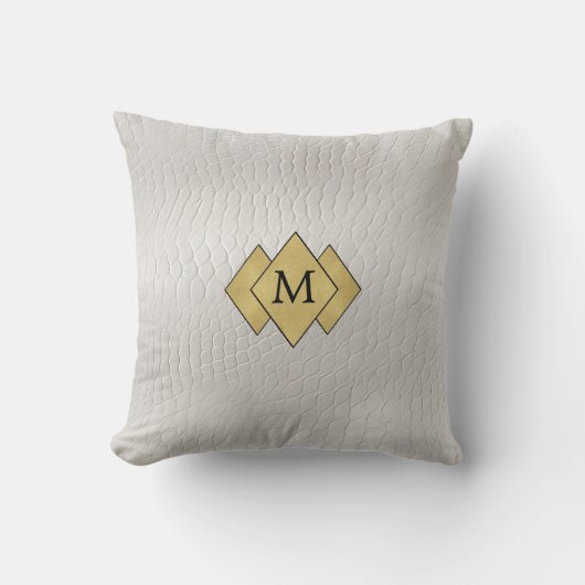 上品なエレガントパーソナライズされたフェイクホワイトレザー クッション (正面)