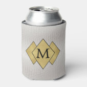 上品なエレガントパーソナライズされたフェイクホワイトレザー 缶クーラー (缶正面)