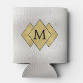 上品なエレガントパーソナライズされたフェイクホワイトレザー 缶クーラー (裏面)