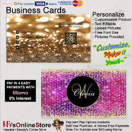 上品なエレガントビーズ付きカーテングリッターQRコード 名刺