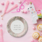 上品なエレガントピンクのダスキーなバラ金ゴールドアゲート結婚ト ペーパープレート (パーティー)