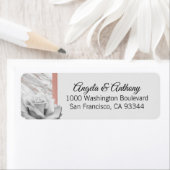 上品なエレガントピンクローズゴールドフォイルグレイ結婚ズ ラベル (インサイチュ)