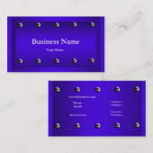 上品なエレガントブルーシルバーメタルクロムルック 名刺 (正面/裏面)