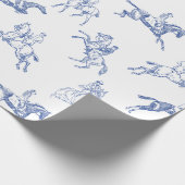 上品なエレガントブルー素朴ウマズカントリートイル ラッピングペーパー (角)