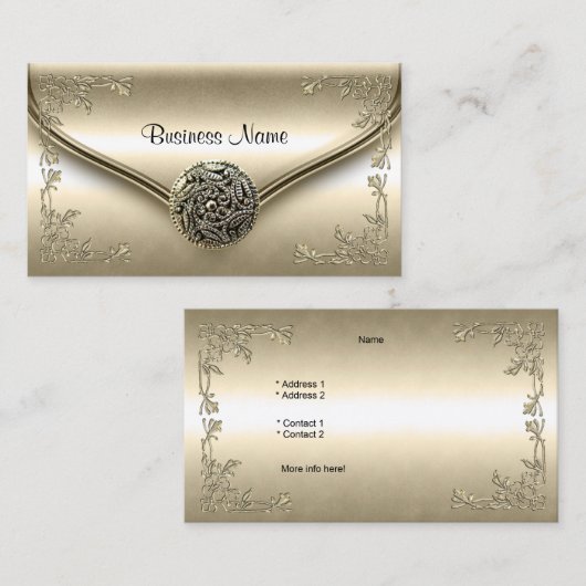 上品なエレガントプロフィールビジネスセピアクリームフローラ 名刺 (正面/裏面)