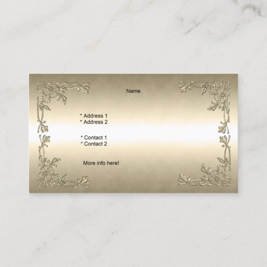 上品なエレガントプロフィールビジネスセピアクリームフローラ 名刺 (裏面)