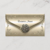 上品なエレガントプロフィールビジネスセピアクリームフローラ 名刺 (正面)