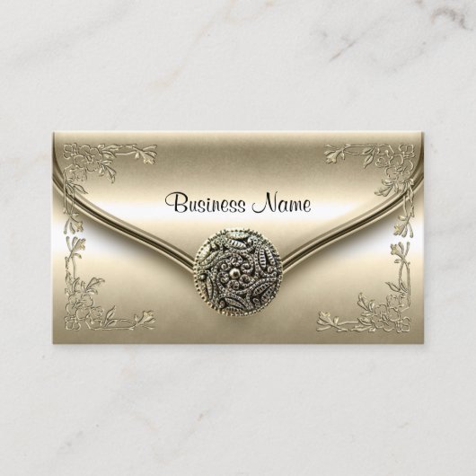 上品なエレガントプロフィールビジネスセピアクリームフローラ 名刺 (正面)