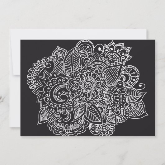 上品なエレガントペイズリーパターンフローラ結婚の 招待状 (裏面)