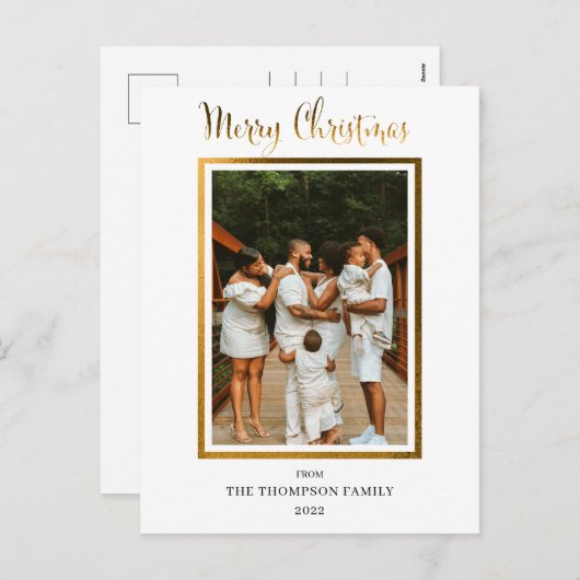 上品なエレガントホイルフェイク写真メリークリスマス シーズンポストカード (正面/裏面)