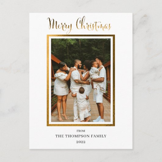 上品なエレガントホイルフェイク写真メリークリスマス シーズンポストカード (正面)