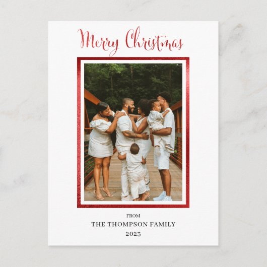 上品なエレガントホイルフェイク写真メリークリスマス シーズンポストカード (正面)