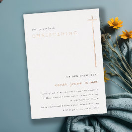 上品なエレガントミニマルタイポグラフィ《キリスト教》洗礼式や命名式 箔招待状