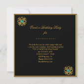 上品なエレガント動物の玉金ゴールド誕生日パーティー 招待状 (裏面)