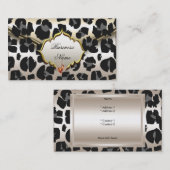 上品なエレガント動物キャラメルクリームベージュ金ゴールド 名刺 (正面/裏面)