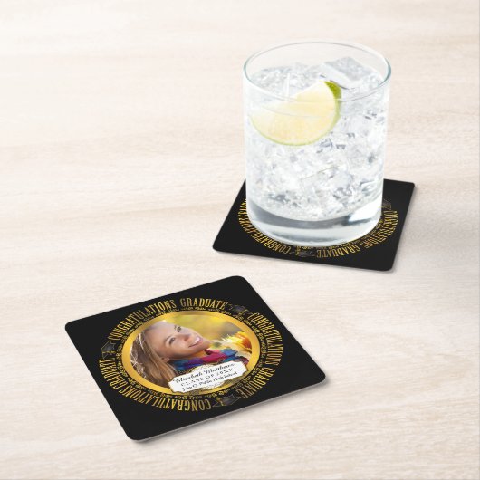 上品なエレガント卒業写真 スクエアペーパーコースター (インサイチュ)