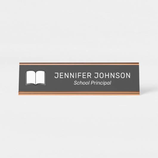 上品なエレガント名前をカスタムするタイトルロゴ従業員 デスクネームプレート (正面)