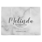 上品なエレガント大理石のパーソナライズされた花嫁 ラージペーパーバッグ