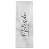 上品なエレガント大理石のパーソナライズされた花嫁 ワインギフトバッグ (正面)