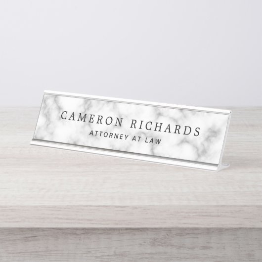 上品なエレガント大理石の名前とタイトルテンプレート デスクネームプレート (正面)