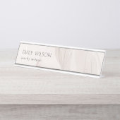 上品なエレガント抽象芸術赤面水の色の葉 デスクネームプレート (正面)