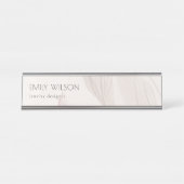 上品なエレガント抽象芸術赤面水の色の葉 デスクネームプレート (正面)