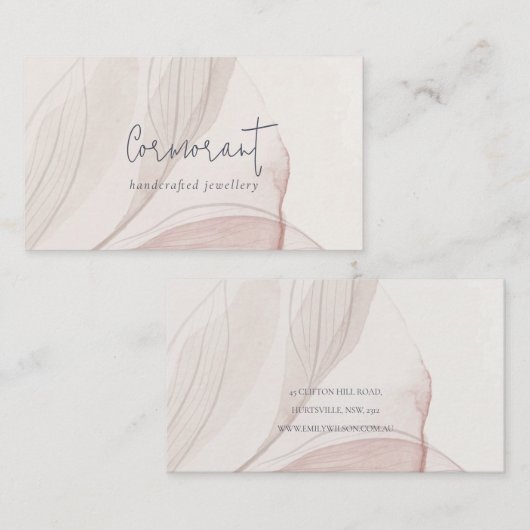 上品なエレガント抽象芸術赤面水の色の葉 名刺 (正面/裏面)