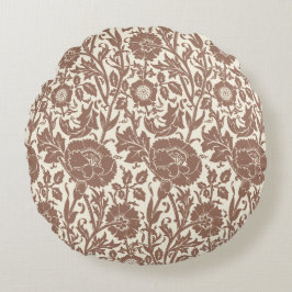 上品なエレガント柔らかい茶色の花柄 ラウンドクッション