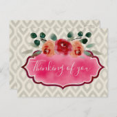 上品なエレガント水カラーフローラフレームブーケ ポストカード (正面/裏面)