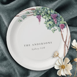 上品なエレガント水素朴色のグレープビーリーフ ペーパープレート