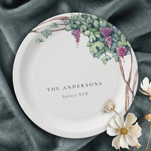 上品なエレガント水素朴色のグレープビーリーフ ペーパープレート