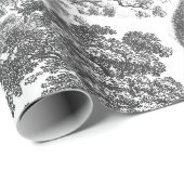 上品なエレガント灰色素朴の森の動物を歩く ラッピングペーパー (ロールコーナー)