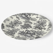 上品なエレガント白黒ウマズカントリートイル ペーパープレート (アングル)