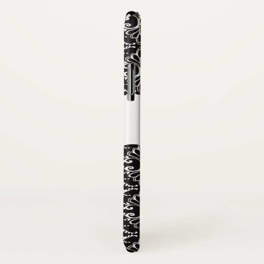 上品なエレガント白黒ダマスクのファンシー巻物 Case-Mate iPhoneケース (裏面/右)