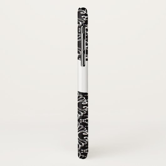 上品なエレガント白黒ダマスクのファンシー巻物 Case-Mate iPhoneケース (裏面/左)