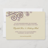 上品なエレガント紫色のボホらせん状結婚式の招待 招待状 (正面)