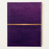 上品なエレガント紫色の革の金ゴールドモノグラムの プランナー手帳 (裏面)