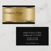 上品なエレガント金ゴールドと黒 名刺 (正面/裏面)