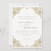 上品なエレガント金ゴールドアールデコ華美誓の更新 招待状 (正面)