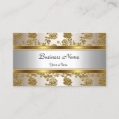 上品なエレガント金ゴールドクリームフローラ 名刺 (正面)
