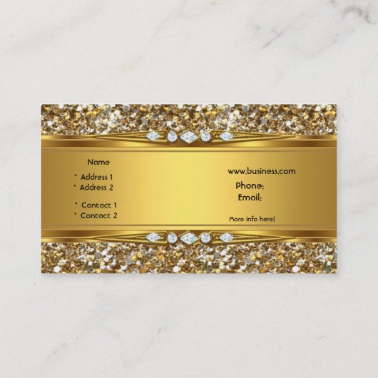上品なエレガント金ゴールドグリッターダイヤモンドルック 名刺 (裏面)