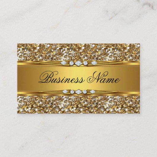 上品なエレガント金ゴールドグリッターダイヤモンドルック 名刺 (正面)