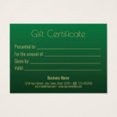 上品なエレガント金ゴールドグリーンクリスマスツリーのギフトカード (裏面)