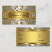 上品なエレガント金ゴールドグレイフローラシルバージュエル 名刺 (正面/裏面)