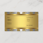 上品なエレガント金ゴールドグレイフローラシルバージュエル 名刺 (裏面)