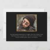 上品なエレガント金ゴールドスクリプト文字大学院4写真 案内状 (裏面)