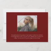 上品なエレガント金ゴールドスクリプト文字研究科3写真 案内状 (裏面)