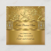 上品なエレガント金ゴールドダマスクフローラルック スクエア名刺 (正面)
