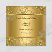 上品なエレガント金ゴールドダマスクフローラルック スクエア名刺 (裏面)